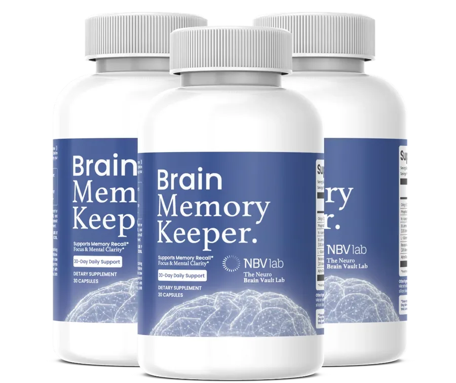 Three bottles of Brain Memory Keeper supplement, a 90-day supply